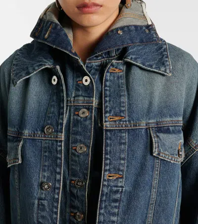 Jean Paul Gaultier Stitched Contrast Hooded Jacket With Front Pockets In Blue