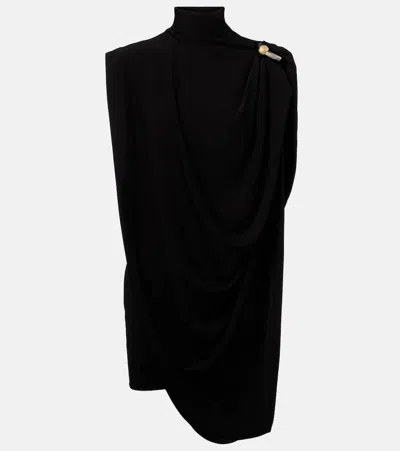 Jean Paul Gaultier Draped High Neck Sleeveless Asymmetric Dress In Black