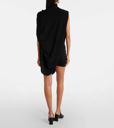 Jean Paul Gaultier Draped High Neck Sleeveless Asymmetric Dress In Black