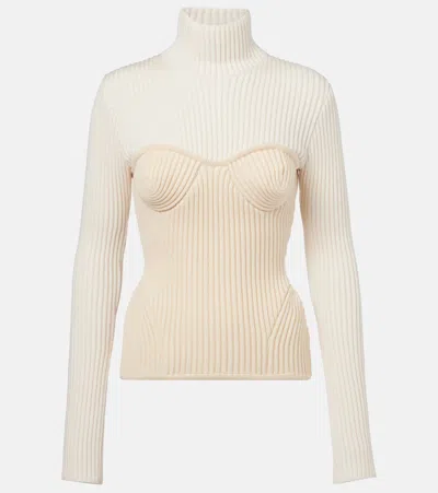 Jean Paul Gaultier Ribbed Corset Sweater In Neutral