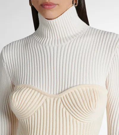Jean Paul Gaultier Ribbed Corset Sweater In Neutral