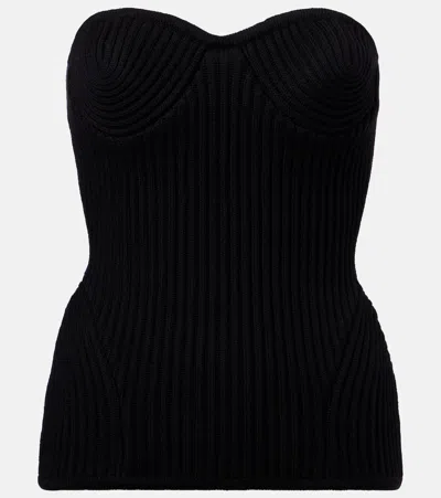 Jean Paul Gaultier Fitted Wool-blend Ribbed Knit Top