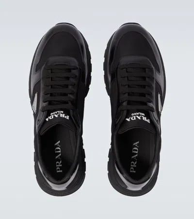 Prada Autry White Leather Medalist Sneakers In Black