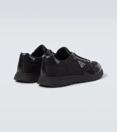 Prada Autry White Leather Medalist Sneakers In Black