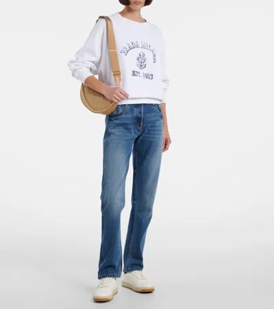 Prada Streamlined Leather Low-top Sneakers With Metallic Accent