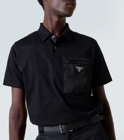 Prada Cotton Bi-material Polo Shirt
