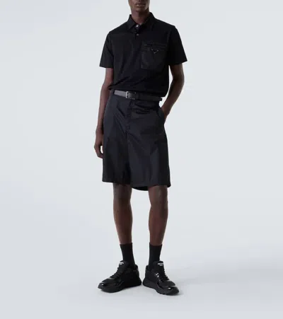 Prada Cotton Bi-material Polo Shirt