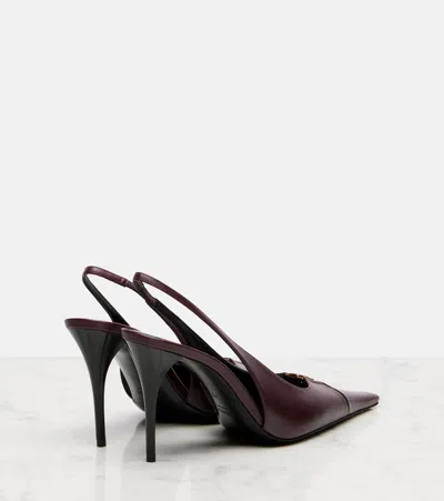 Saint Laurent Babylone Breteuil Leather Slingback Pumps In Burgundy