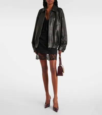 Saint Laurent Babylone Breteuil Leather Slingback Pumps In Burgundy