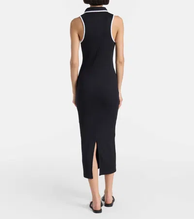 Veronica Beard Darien Ribbed Stretch-pima Cotton Midi Dress In Black