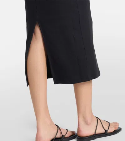 Veronica Beard Darien Ribbed Stretch-pima Cotton Midi Dress In Black