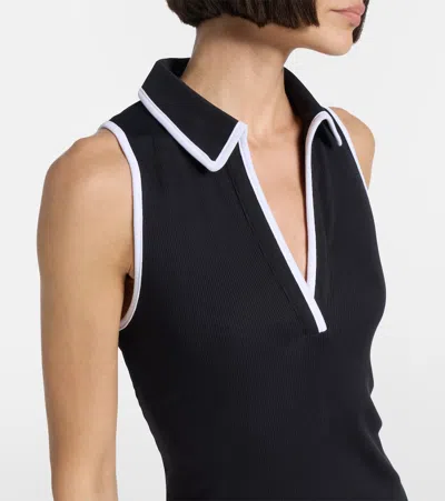 Veronica Beard Darien Ribbed Stretch-pima Cotton Midi Dress In Black