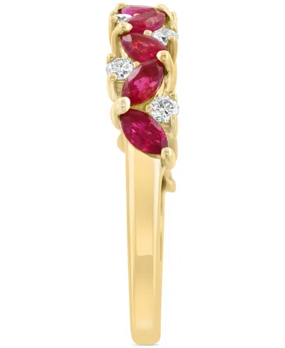 Effy Collection Effy Ruby (1 Ct. T.w.) & Diamond (1/5 Ct. T.w.) Marquise Cluster Ring In 14k Gold