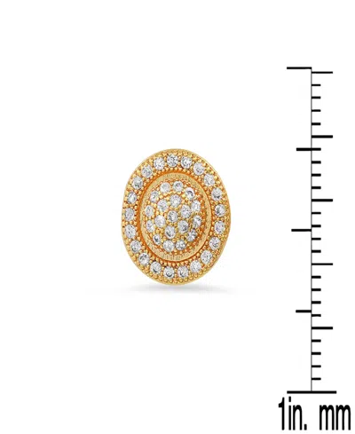 Steeltime Women's Brass Simulated Diamonds Round Stud Earrings