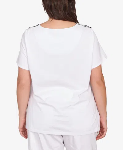 Ruby Rd. Plus Size Palm Print Top In White