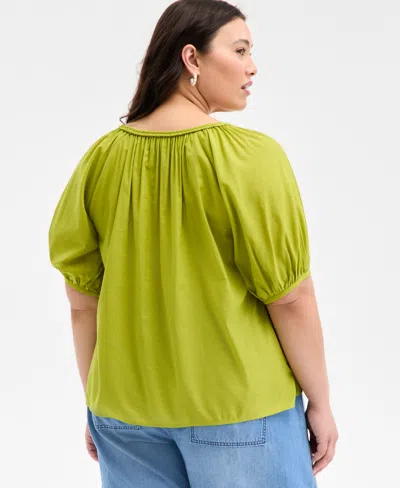 On 34th Women's Elbow Sleeve Braided-trim Top, Exclusively At Macy's In Green