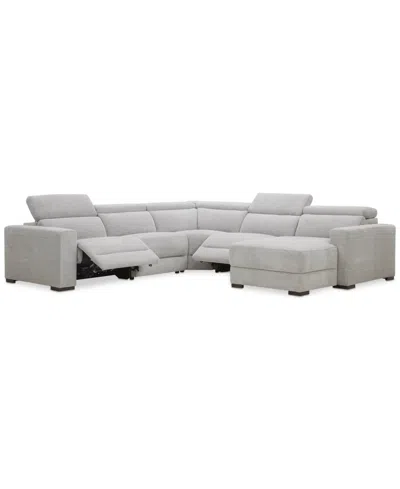 Macy's Nevio 5-pc. Fabric Power Headrest Sectional With 2 Power Motion Chairs