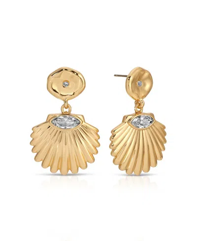 Ettika Santorini Cubic Zirconia Shell Drop Earrings