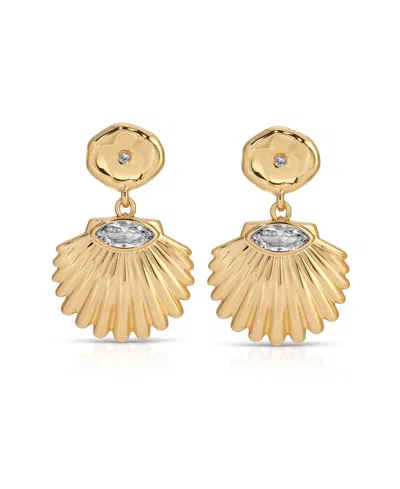 Ettika Santorini Cubic Zirconia Shell Drop Earrings