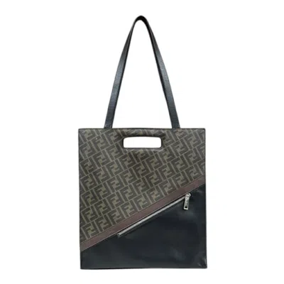 Pre-owned Fendi Zucca Black Brown Zucca Shoulder Bag ()