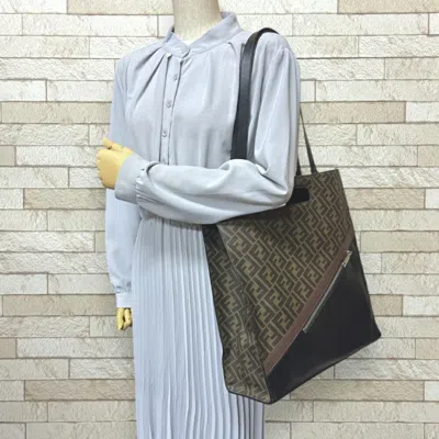 Pre-owned Fendi Zucca Black Brown Zucca Shoulder Bag ()