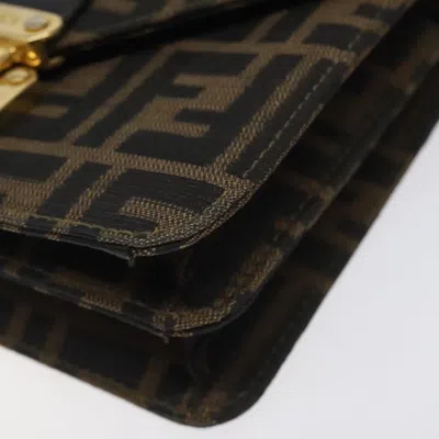 Pre-owned Fendi Zucca Brown Canvas Shoulder Bag ()
