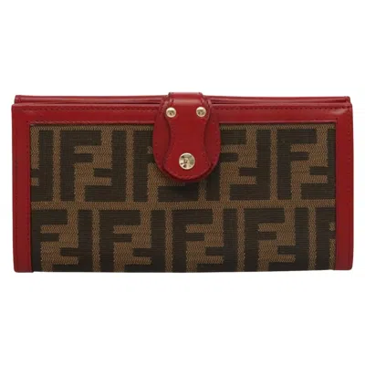 Pre-owned Fendi Zucchino Brown Canvas Wallet  ()