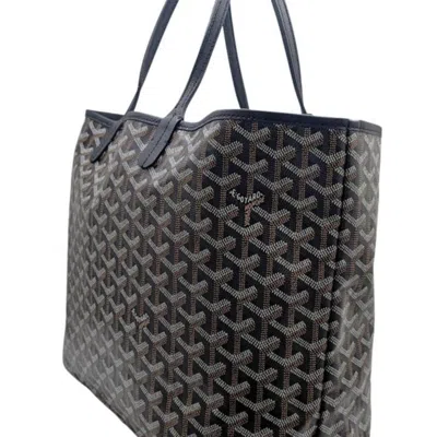 Pre-owned Goyard Black Brown White Coated Canvas Leather Tote Bag ()