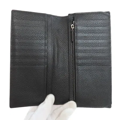 Pre-owned Gucci Black Leather Long Wallet (bi-fold) ()