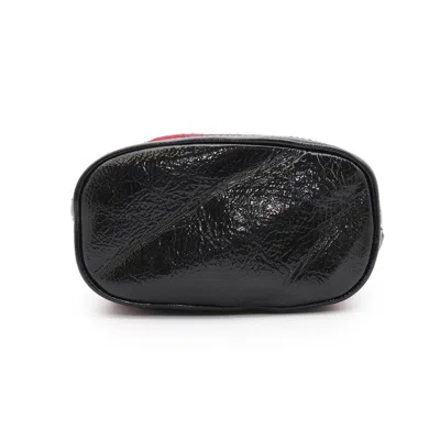 Pre-owned Gucci Black Red Color Suede Leather Shoulder Bag ()
