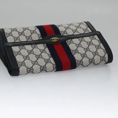 Pre-owned Gucci Gg Canvas Navy Canvas Clutch Bag ()