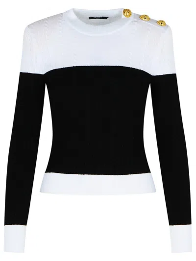 Balmain 3-button Twisted Knit Colorblock Top