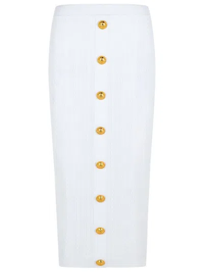 Balmain Long Skirt In White Viscose Blend Women