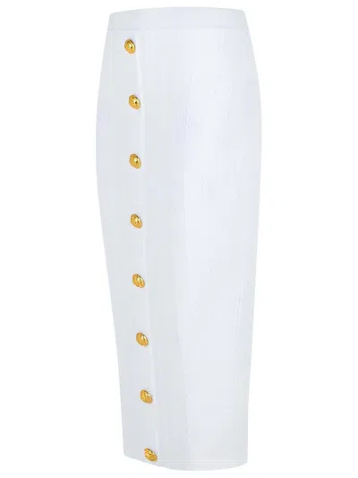 Balmain Long Skirt In White Viscose Blend Women