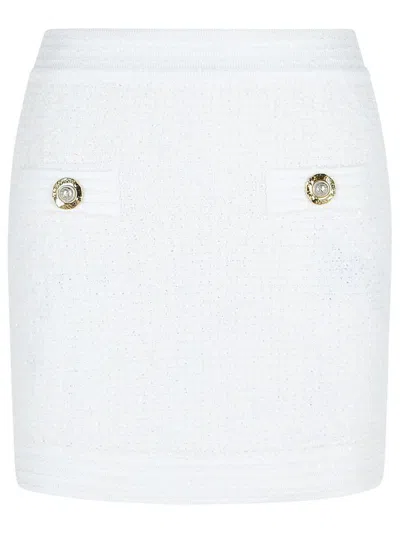 Balmain Cotton Blend Miniskirt Gold-tone Buttons