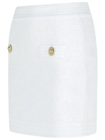 Balmain Cotton Blend Miniskirt Gold-tone Buttons