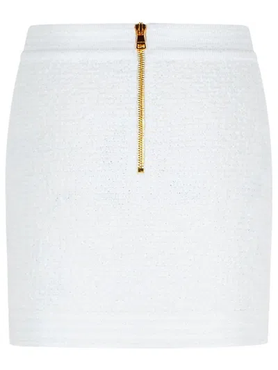 Balmain Cotton Blend Miniskirt Gold-tone Buttons