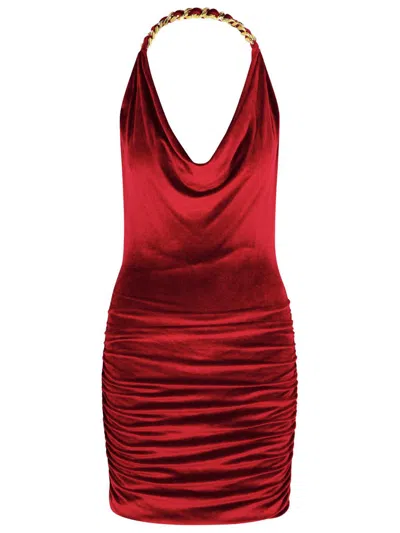 Balmain Chain Draped Velvet Minidress