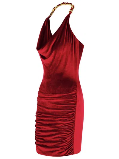 Balmain Chain Draped Velvet Minidress