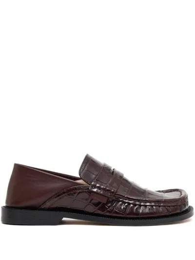 Loewe Campo Collapsible-heel Croc-effect Leather Loafers