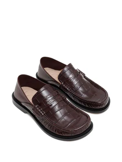 Loewe Campo Collapsible-heel Croc-effect Leather Loafers