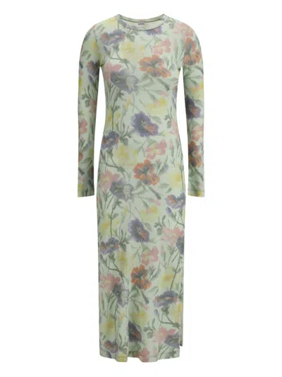 Loewe Women Morning Glory Print Cotton And Silk Multicolor Dress