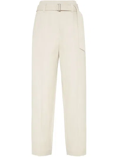 Brunello Cucinelli Linen Trousers With High Waist And Pockets