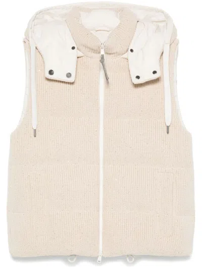 Brunello Cucinelli Cotton Blend Rib-knit Hooded Gilet