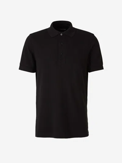 Tom Ford Black Short-sleeves Polo In Cotton Piquet Jersey
