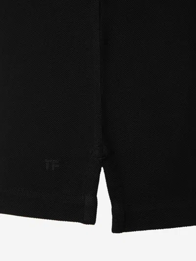 Tom Ford Black Short-sleeves Polo In Cotton Piquet Jersey