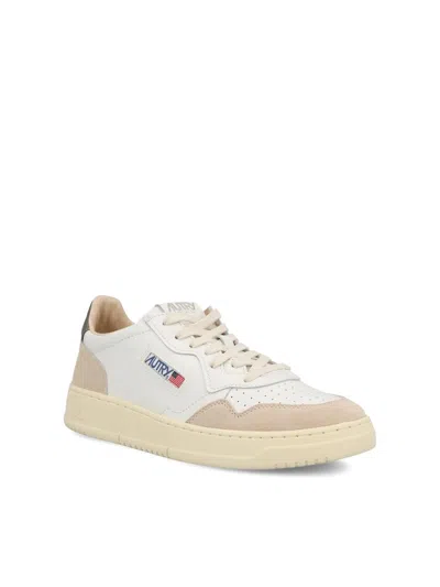 Autry 'medalist' White Low Top Sneakers With Beige Suede Details