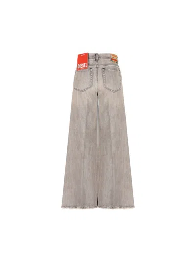 Diesel Wide-leg High-waist Denim Jeans With Five Pockets In Gray