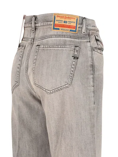 Diesel Wide-leg High-waist Denim Jeans With Five Pockets In Gray