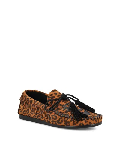 Isabel Marant Fitza Fringed Leather-trimmed Leopard-print Suede Loafers In Animal Print